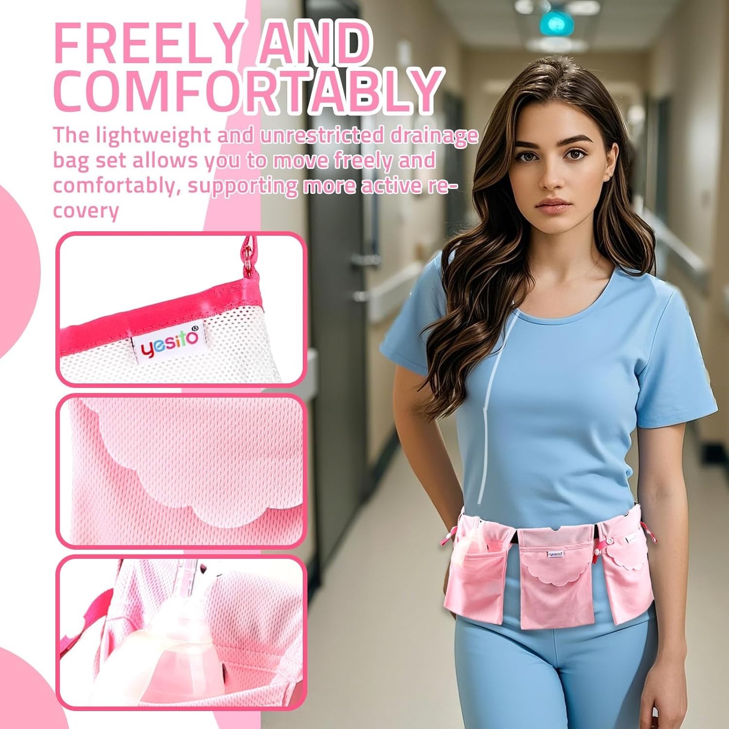 Soft Mesh Mastectomy Drainage Pouch with Dual Pocket Support – Post-Surgery Care