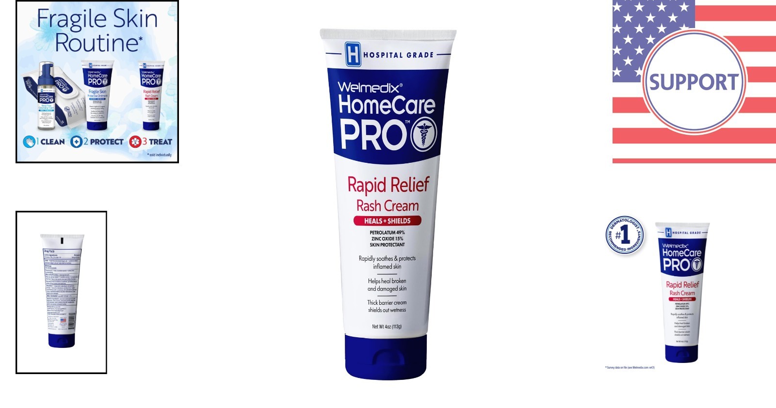 HomeCare PRO Rapid Relief Diaper Rash Cream – 4oz Zinc Oxide Barrier for Healing