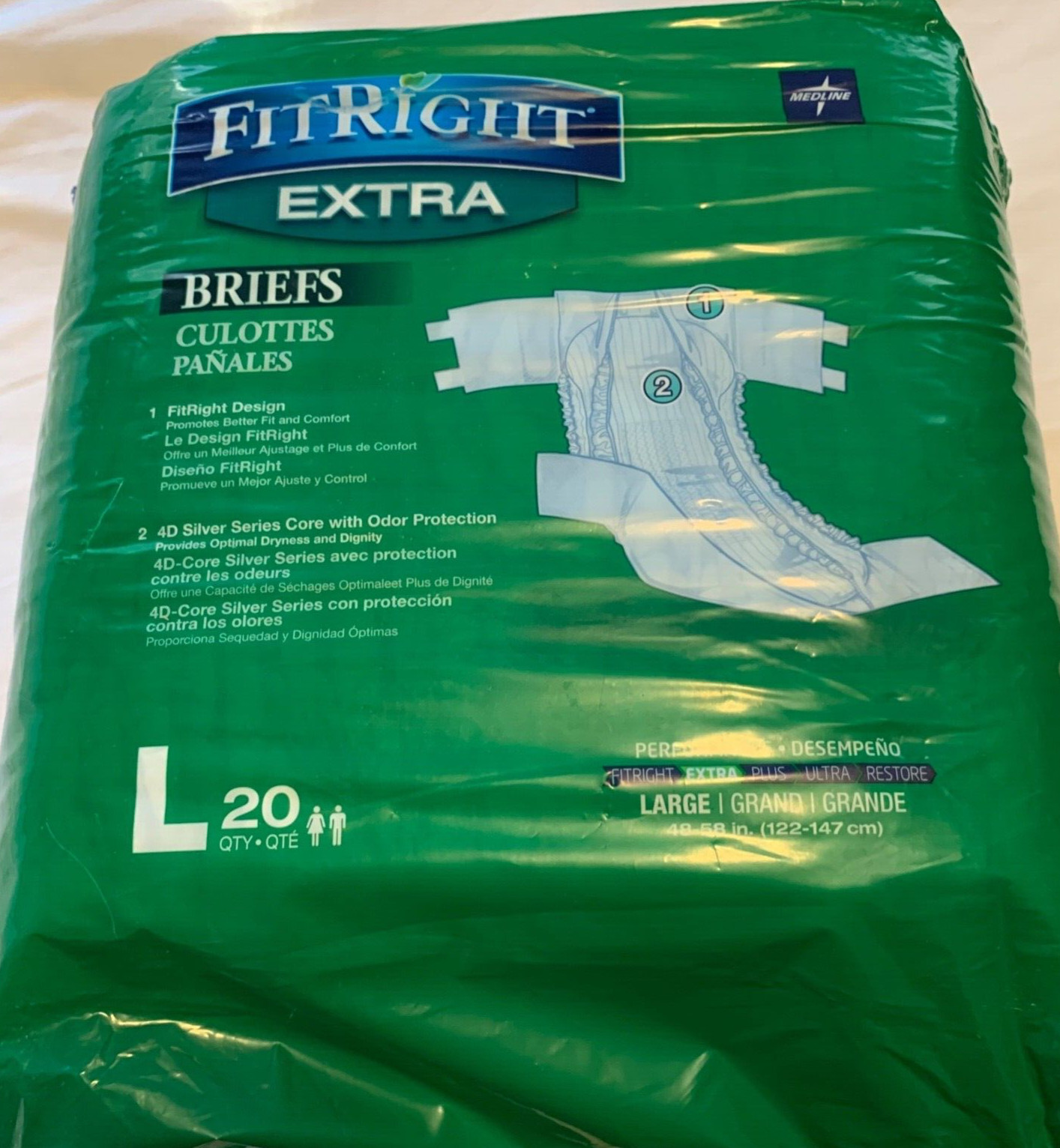 FitRight Extra Brief Adult Underwear Diaper Pad 20 Count Size Large 48-58″