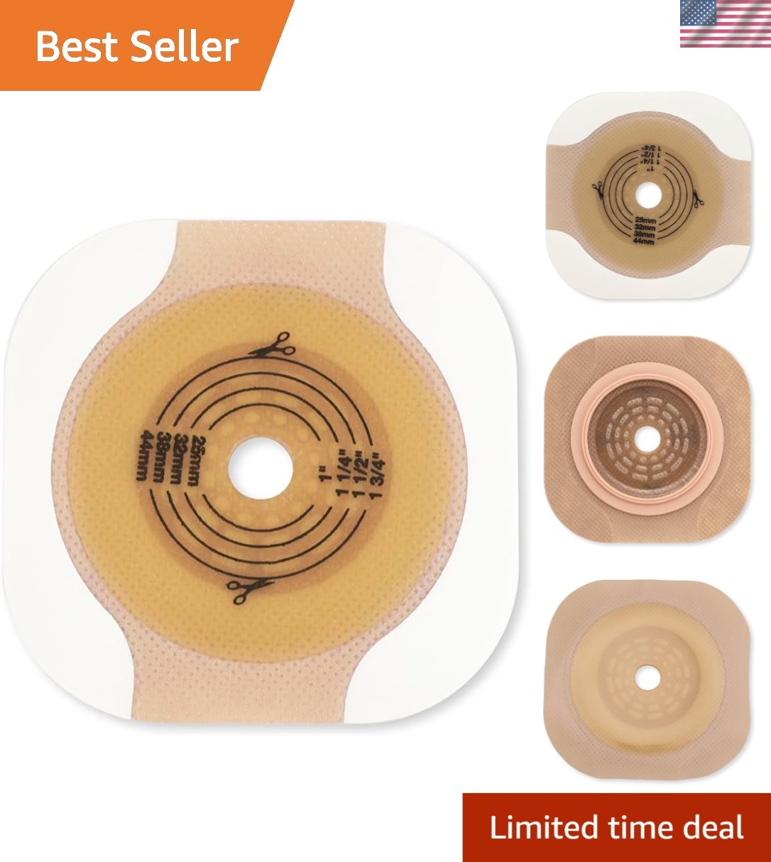 Flat Two-Piece Skin Barrier with Adhesive Border, 5 Pack – Cut-to-Fit Design