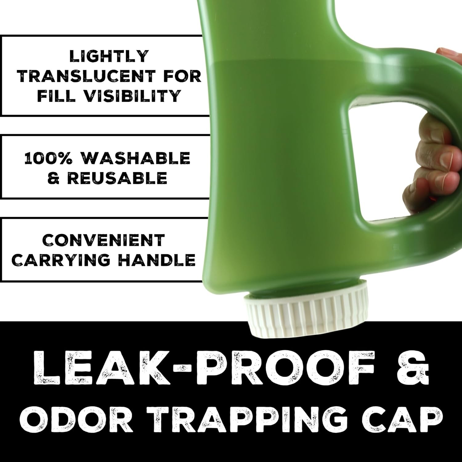 2011Ml (68Oz) Spill-Proof Portable Urinals for Men – Leak-Proof Screw-On Lid – M