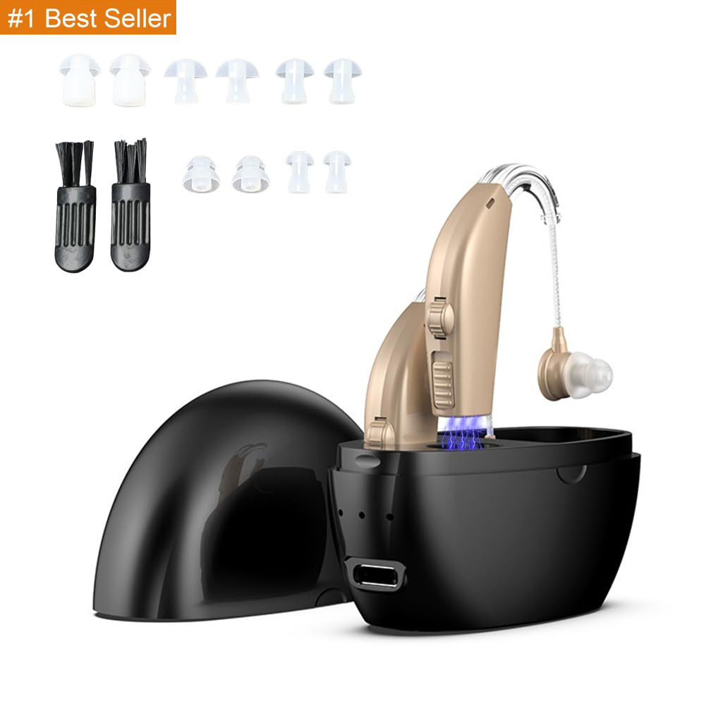 Hearing Aids for Seniors Rechargeable with Noise Cancelling,Behind-The-Ear Sever