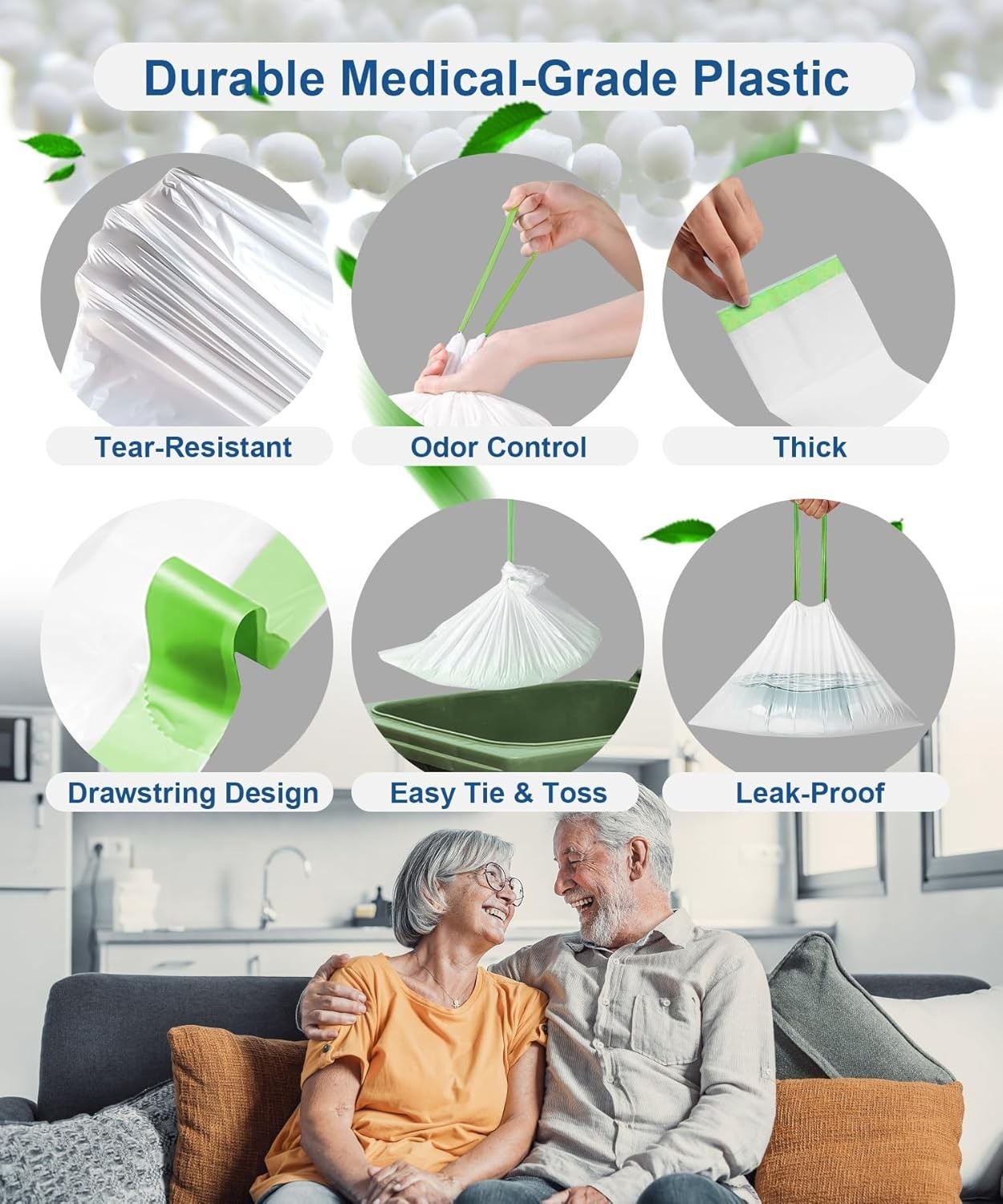 New Disposable Bedside Commode Liner Bags [Pack of 50]- Odor-Control Leak