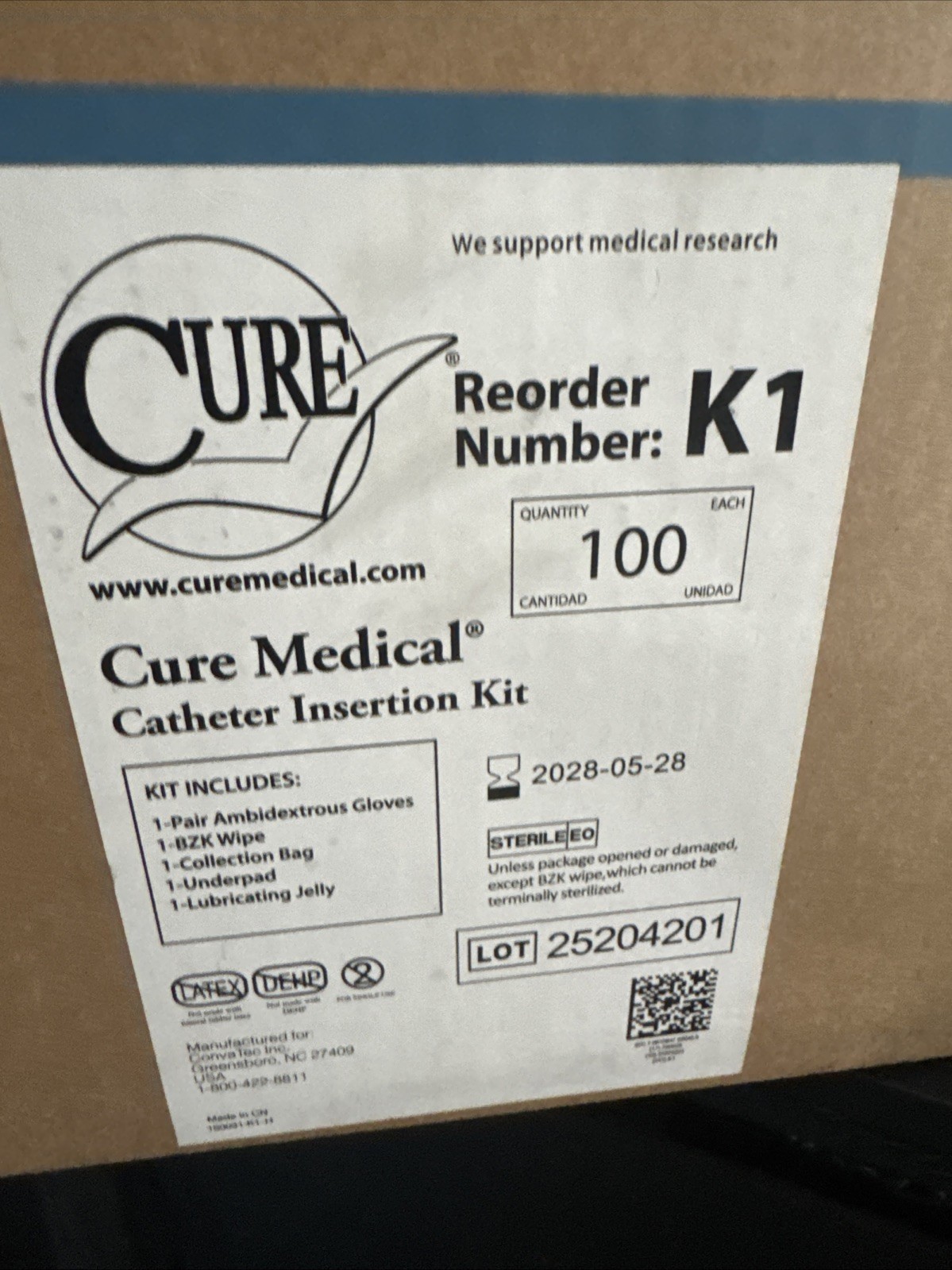 Cure K1 Insertion Kits 100 Unopened Packs Expiration 5/28/2028 New