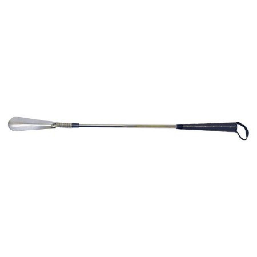 Mabis Shoe Horn Chrome Metal Shaft Long Handle Flexible Head 24″ Black/Silver