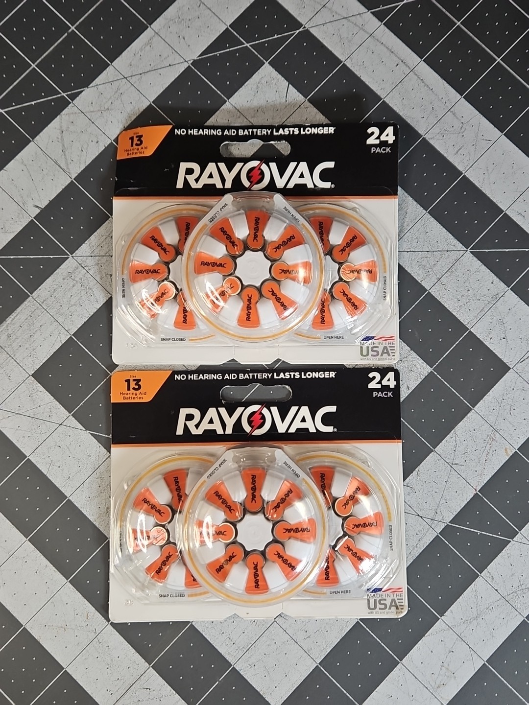 Two (2) Rayovac Size 13 Hearing Aid Battery – 24 packs (48 total) Ex 05/26 New