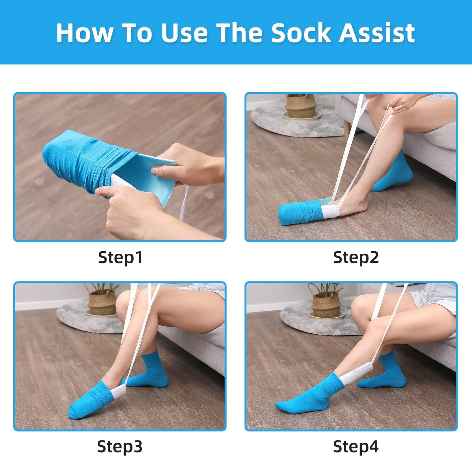 Fanwer Sock Aid Tool and Pants Assist for Elderly, 1 Count (Pack of 1)