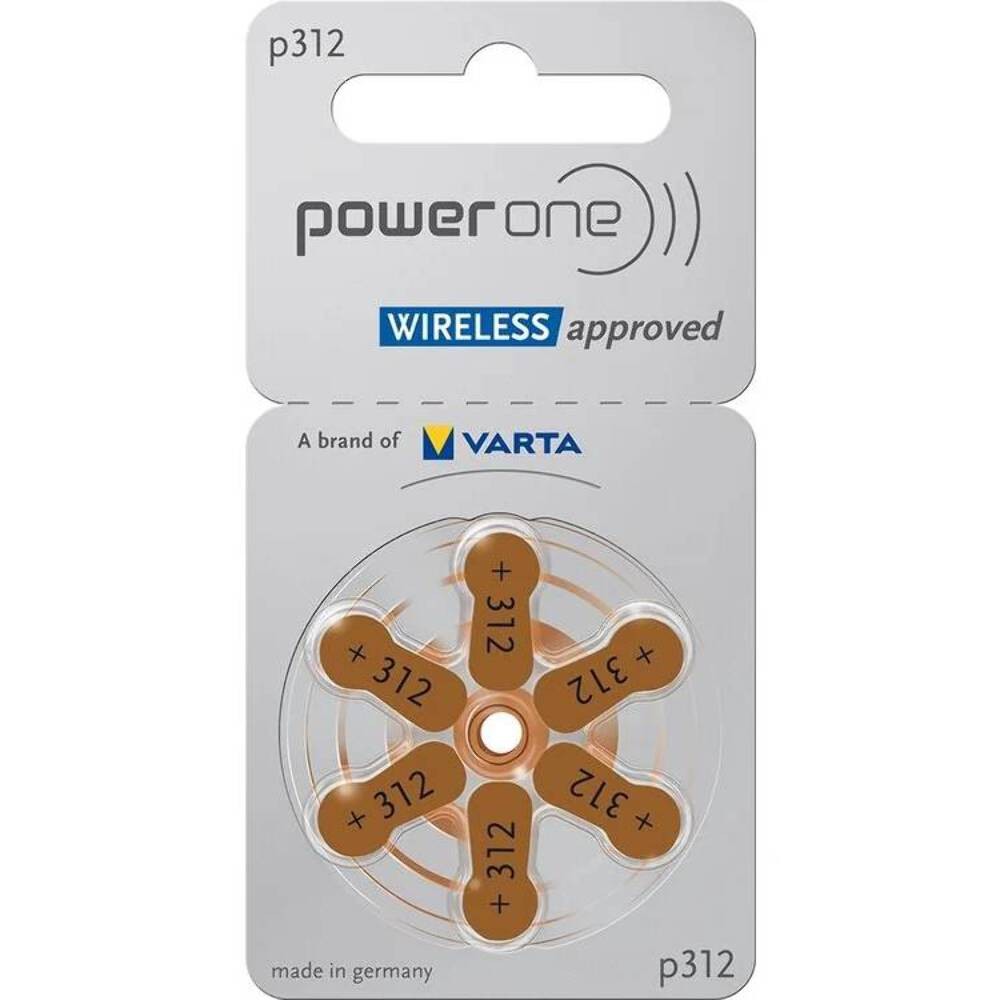 60 Power One Varta Size 312 Pr41 Hearing Aid Batteries 1.45V Zinc NEW