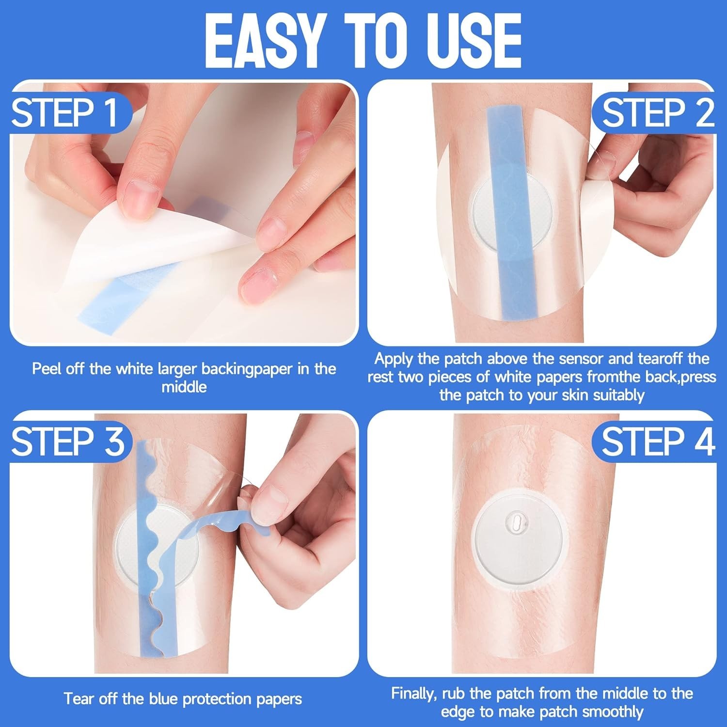 60 Pack Waterproof Libre 3 Sensor Covers – Transparent Adhesive Patches