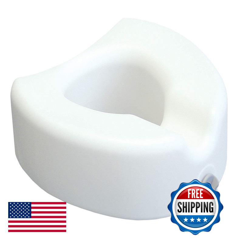 Graham-Field Lumex Raised Toilet Seat 4.5 Riser Locking Clamp Fits Most Toilets