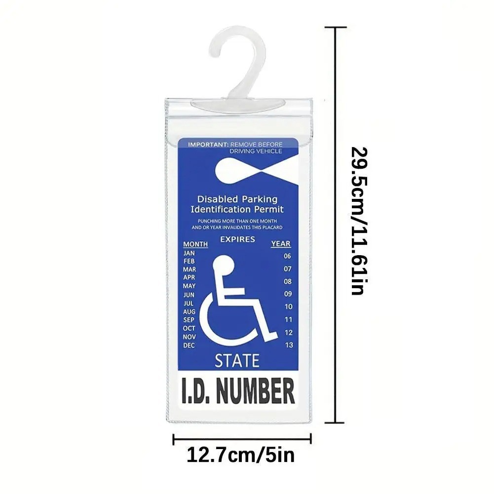 Handicap Placard Holder Disabled Parking Permit Protector Mirror Tag Sleeve Hang