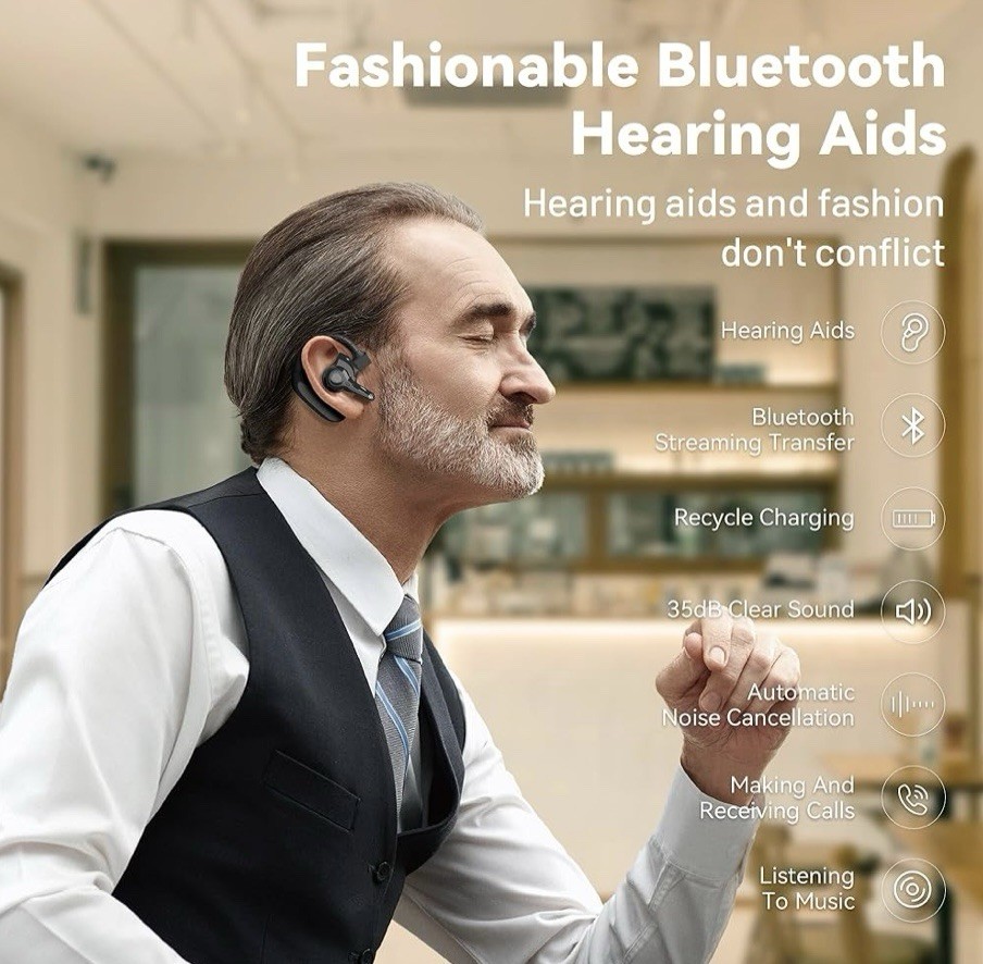 OTC Bluetooth Hearing Aids for Seniors with Noise Cancelling and Volume Control
