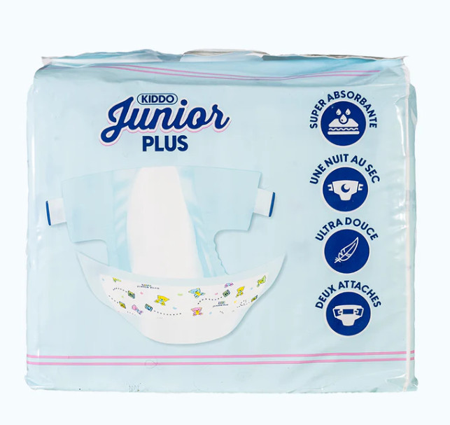2-Pack of Kiddo Junior Plus Blue 2-Tape Plastic Backed Diaper Size Large ABDL