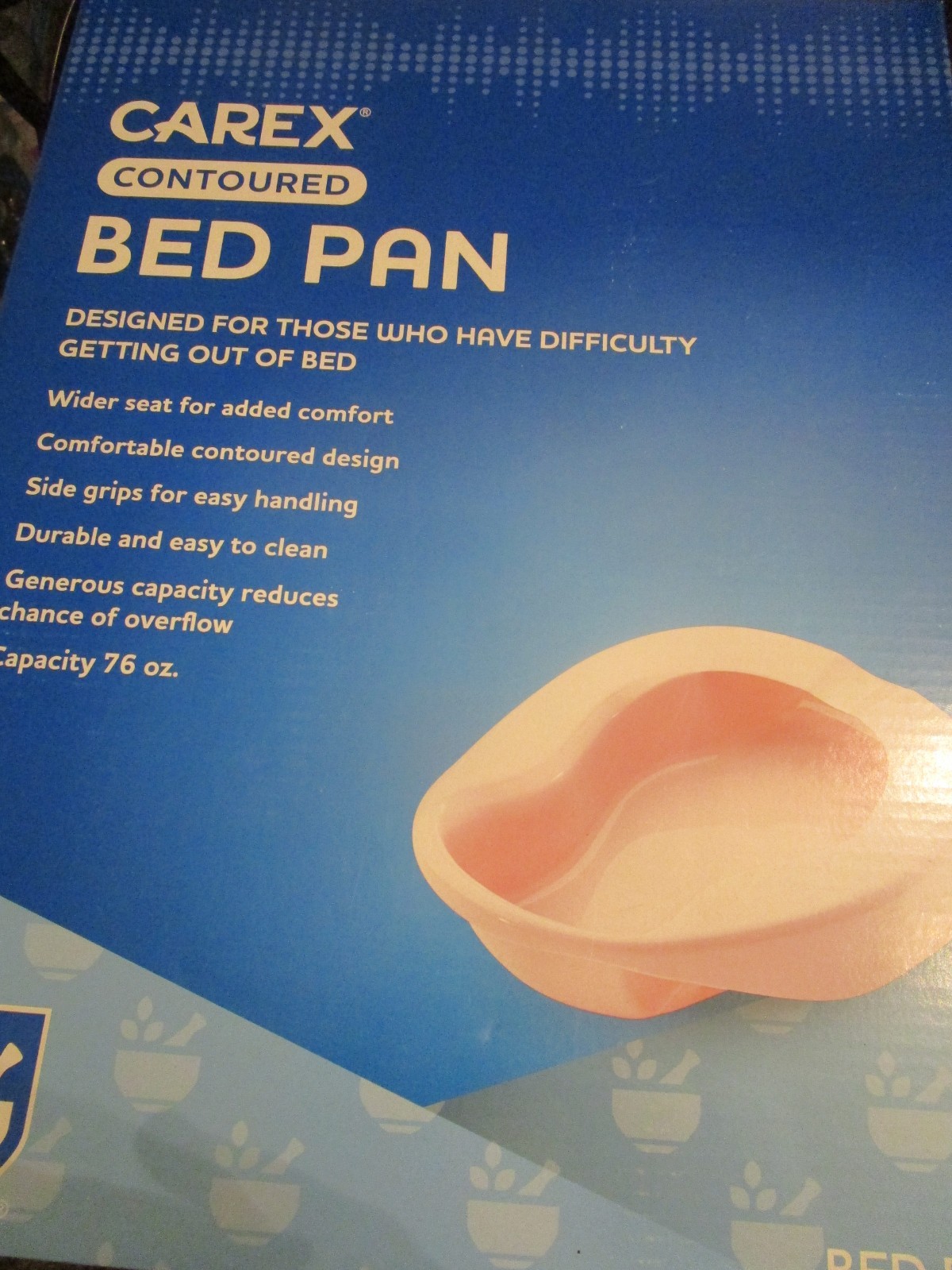 Carex Contoured Bed Pan Durable & Easy Clean 76 Oz Capacity Wider Seat