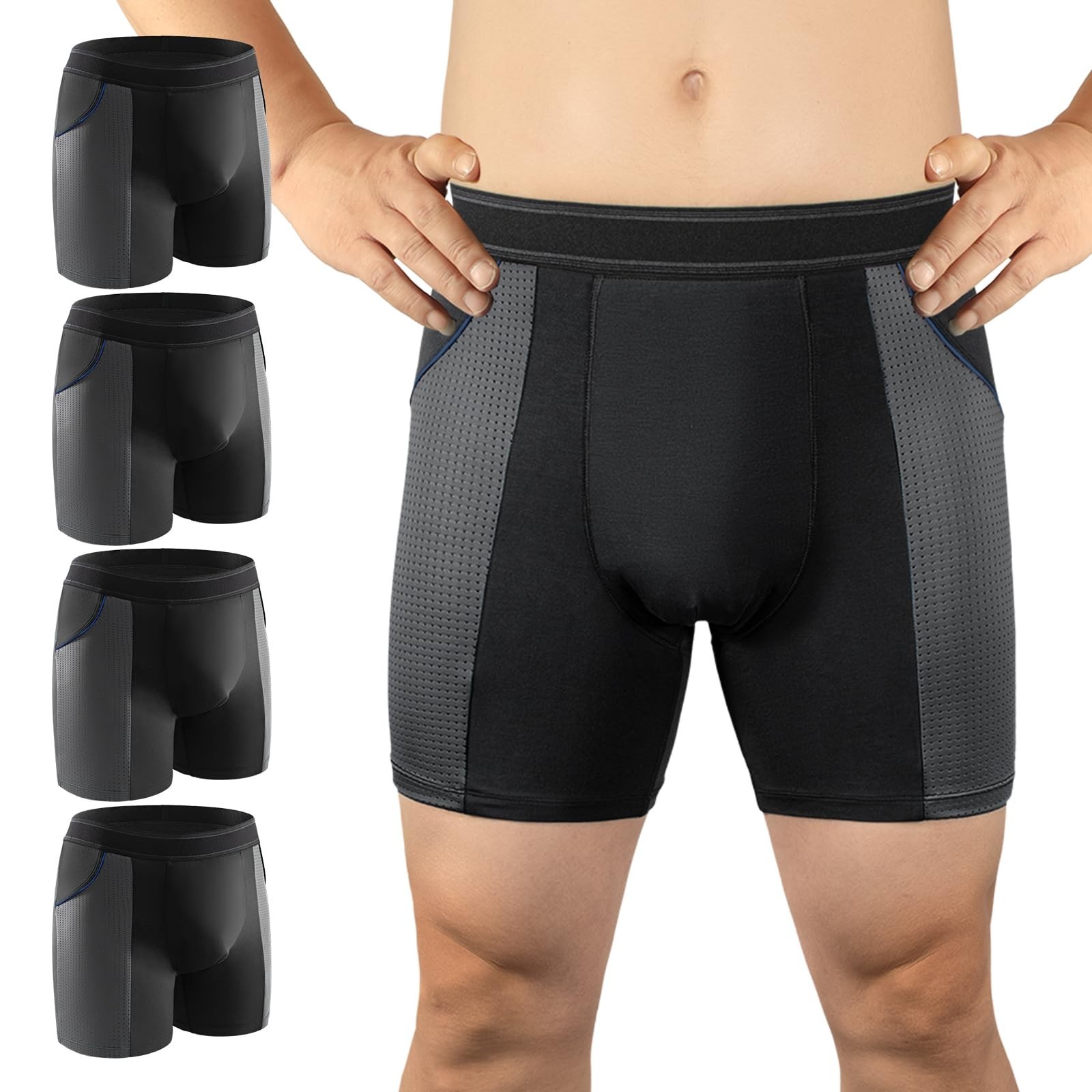 Carer Incontinence Underwear for Men Boxer Shorts 4 Black 3XL