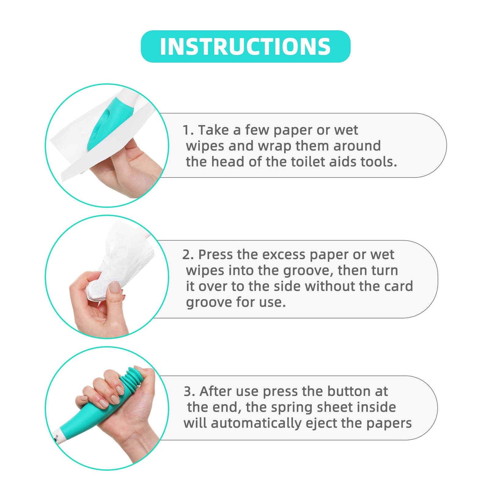 Fanwer Toilet Aids Tools,Long Reach Comfort 1 count (Pack of 1), White