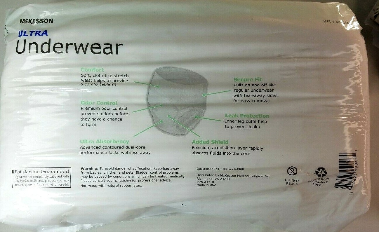 NEW Adult Underwear Adult Sz: Small 22 ct Heavy Absorbency McKesson Ultra UWBSM