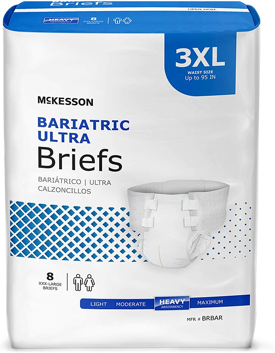 McKesson Ultra Plus Bariatric Adult Brief, Tab Closure 3X-Large, Bag of 8
