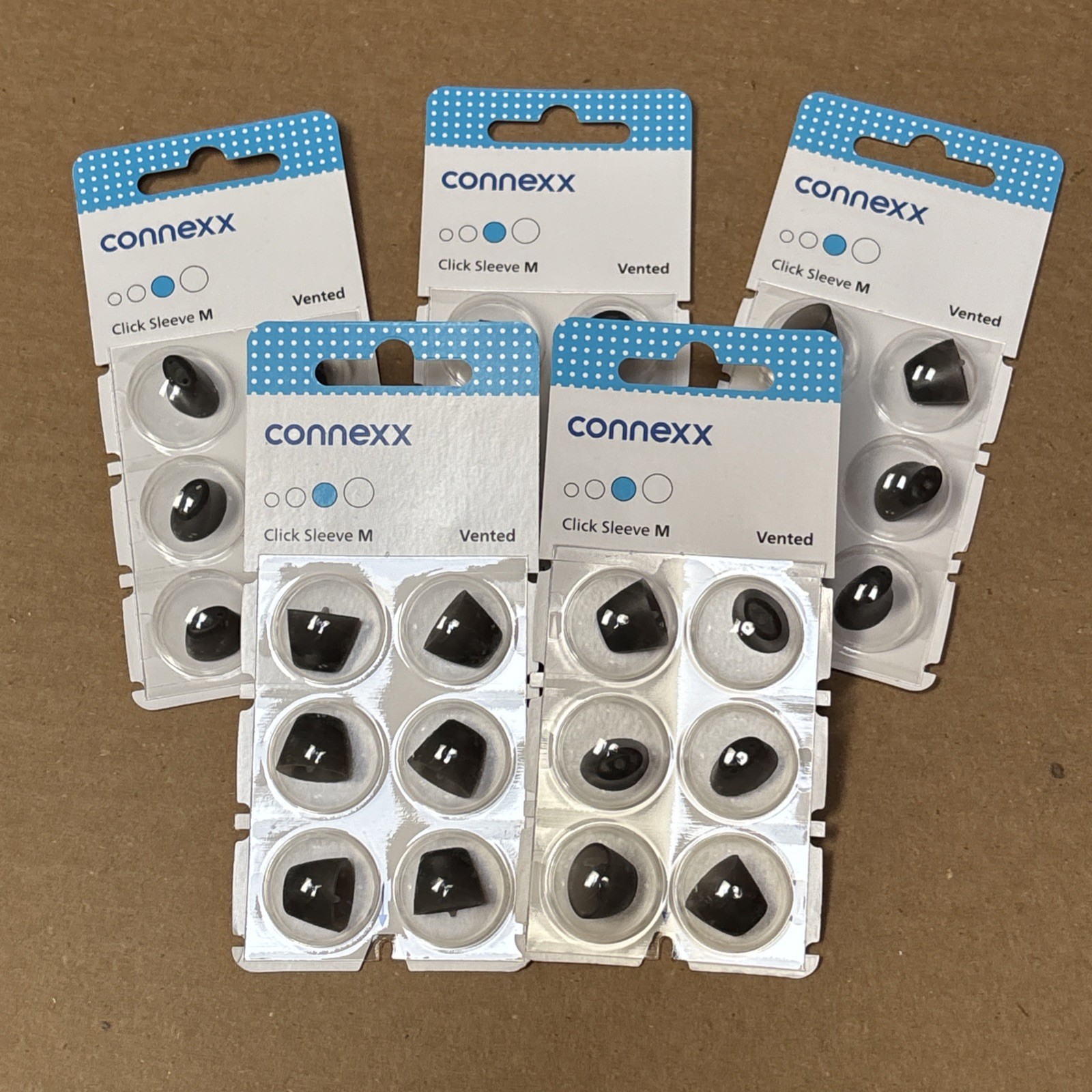 Connexx M Vented Click Sleeve for Hearing Aid. FIVE PACKS of 6 Sleeves each!