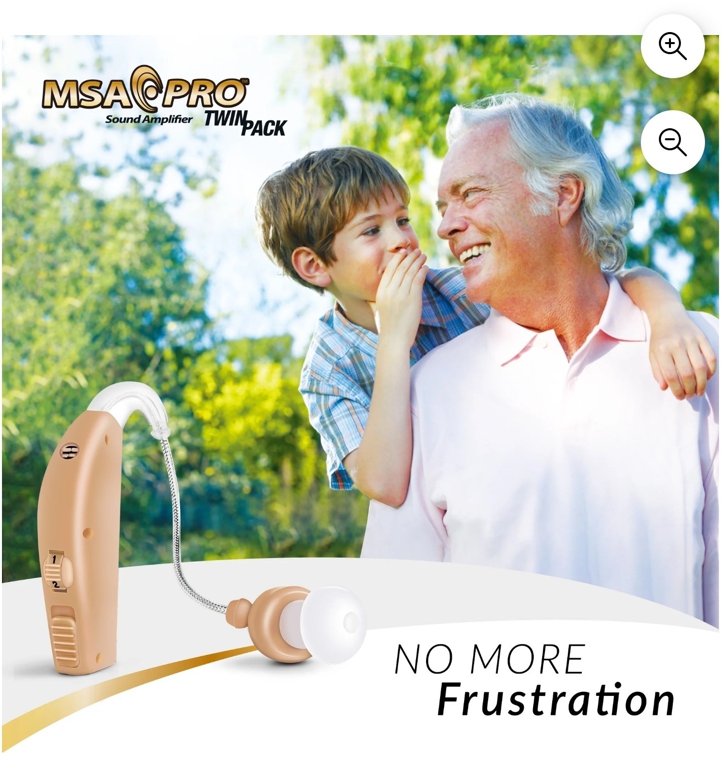 MSA PRO Twin Pack Rechargeable Hearing Amplifier BTE Beige w/ Case & Accessories