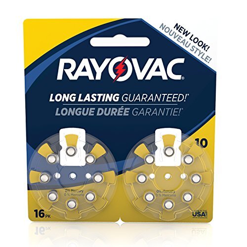 RAYOVAC “Size 10” Hearing Aid Batteries, 16-Pack, L10ZA-16ZMB