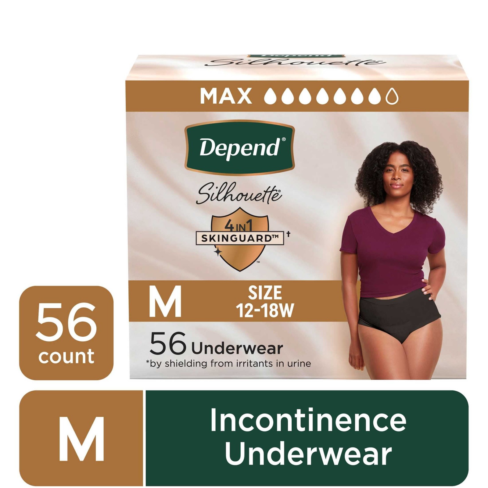 Depend Silhouette Women’s Incontinence & Postpartum Bladder Leak Underwear, M