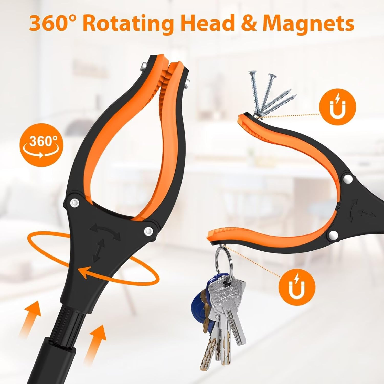 2-Pack 43″ Extra Long Grabber Reacher Tool | Foldable Trash Picker Upper, 360° R