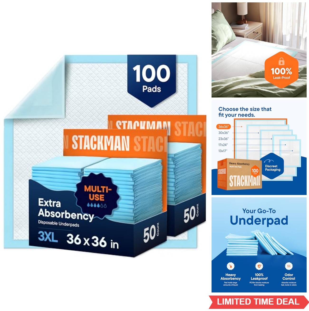 Disposable Underpads 36×36 100 Count Extra Large Absorbent Bed Mattress