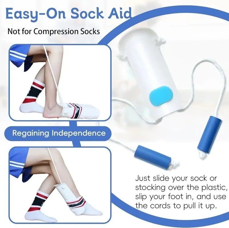 Sock Aid Easy On Off Stocking Slider Helper Pull Assist Dressing Tool No Bending