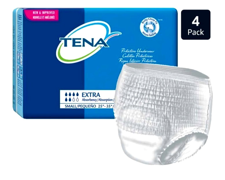 32 Count TENA Adult Extra Absorbent Underwear Small 25”-35″ Free Shipping 2×16