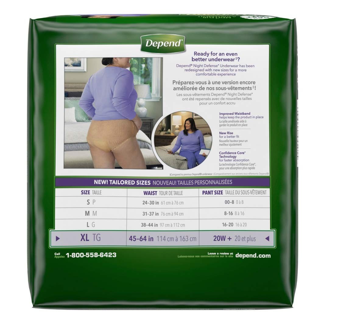 Extra Large Overnight Depends – Night Defense Incontinence Underwear for Women –