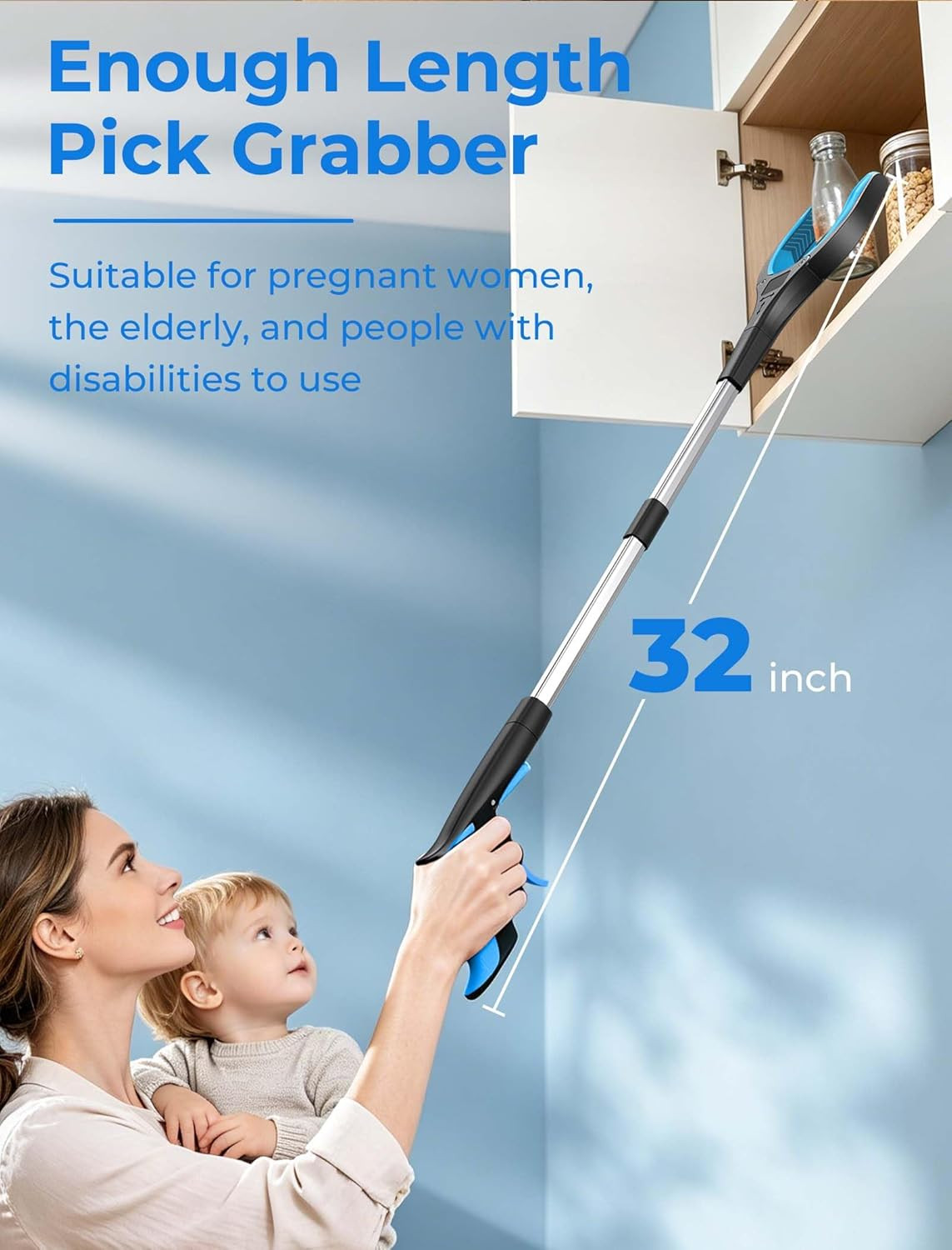 32″ Grabber Reacher Tools, 2 Pack Upgraded Strong Foldable Reacher Grabber Heavy
