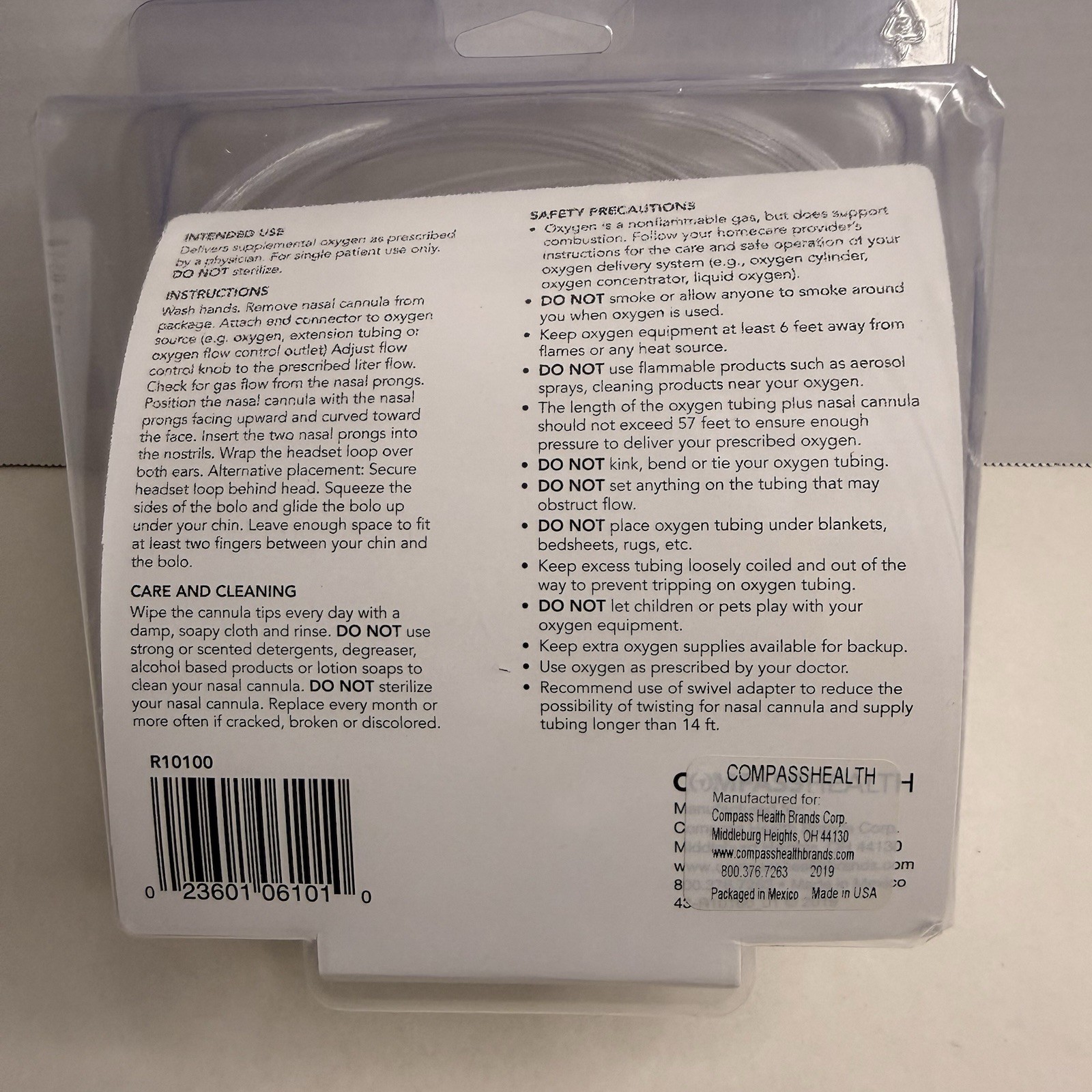 Carex Nasal Oxygen Cannula 7ft Kink Resistant Tubing Latex Free NEW