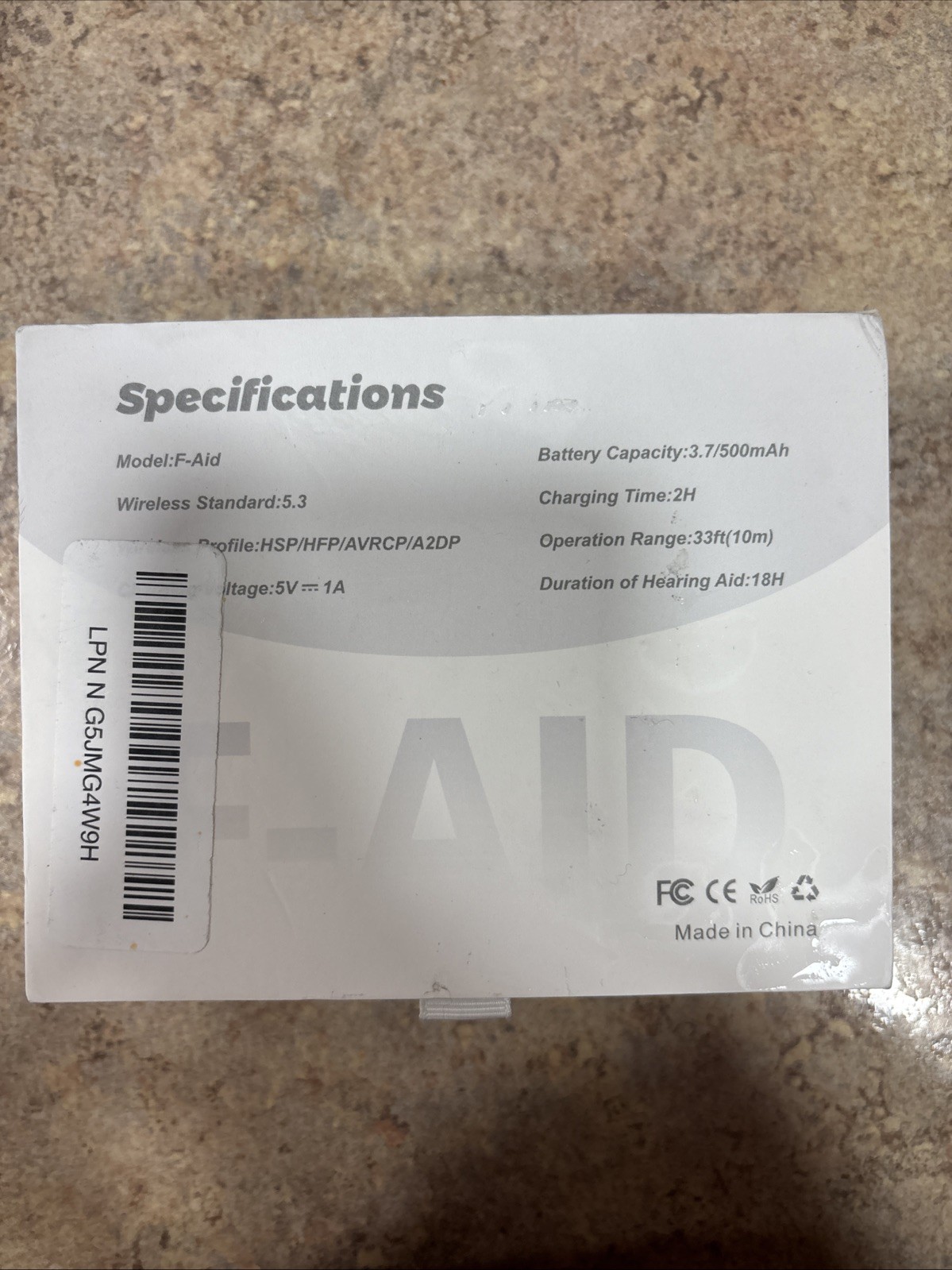 Bluetooth Royal Hearing Aid Model F-AID Rechargeable BRAND NEW – SHRINKWRAPPED