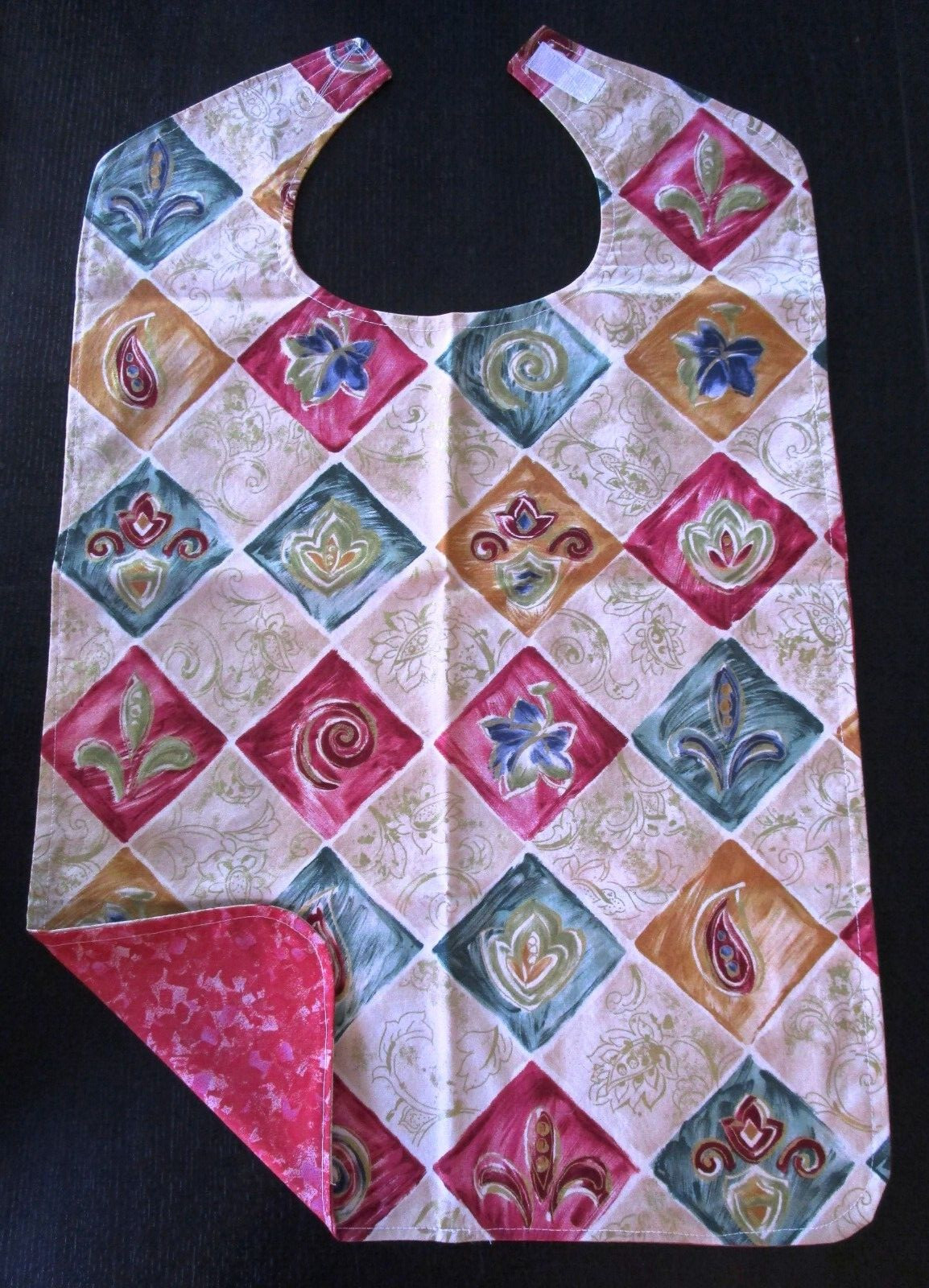 ⚜ Elegant FLEUR DIAMONDS Adult Sized Bib * Special Needs Seniors * Reversible ⚜