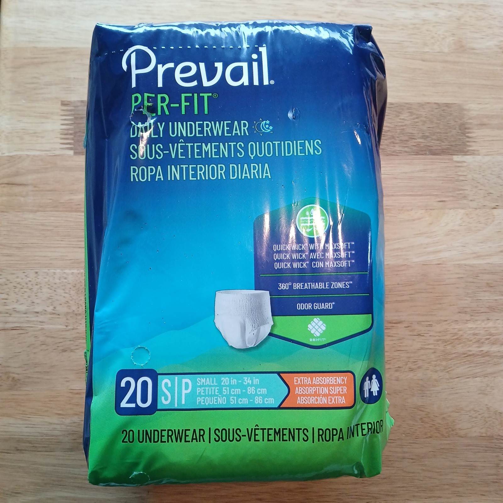Prevail Per-Fit Daily Underwear Extra Absorbency Small 20-34″ 20 Count PF-511