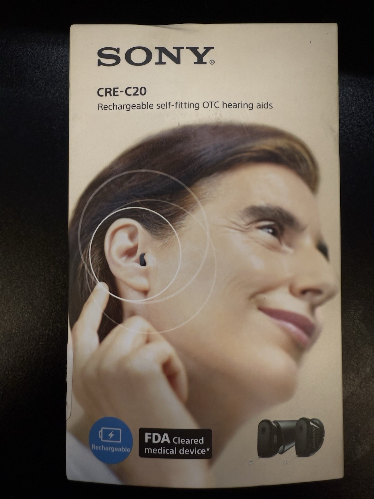 Sony CRE-C20 Self-Fitting OTC Hearing Aid, FDA
