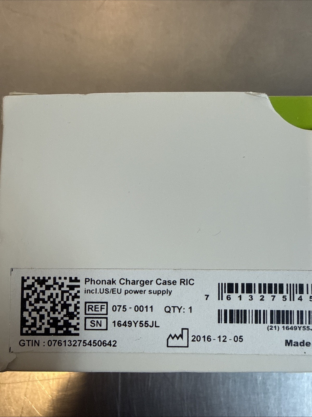 Phonak RIC Hearing Aid Charger With Power Cord And Wall Adaptor. New In Box.