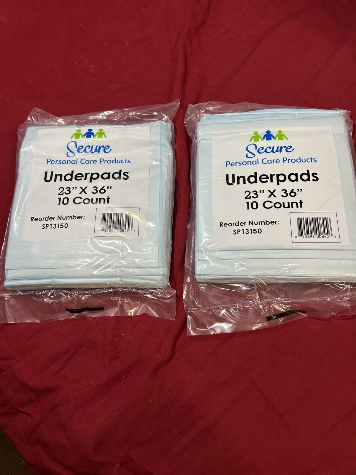 2 Packs Underpads waterproff 20 X 36 Secure personal Care Products 10 ct each