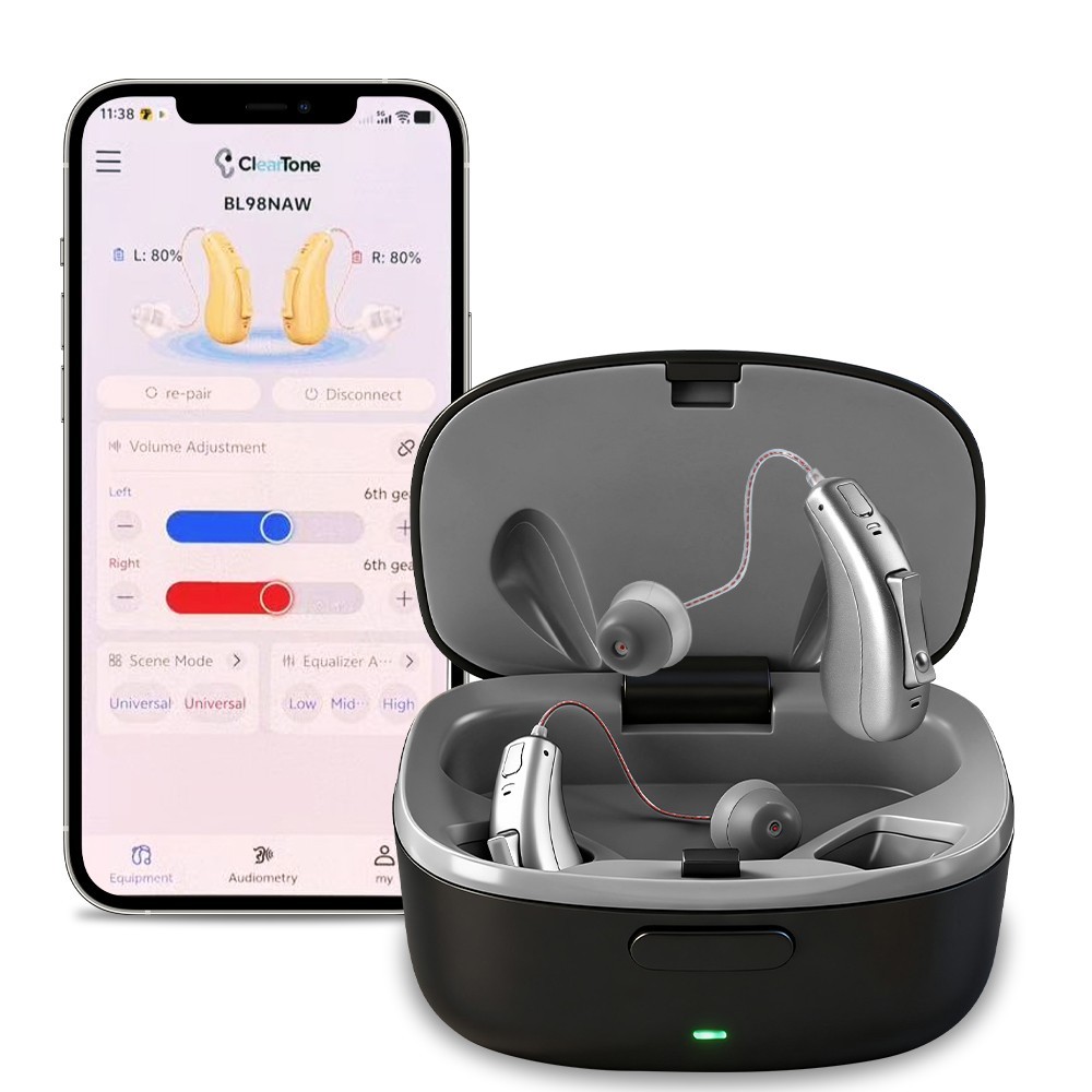Bluetooth Rechargeable Hearing Aids For Seniors With Noise Reduction Streaming
