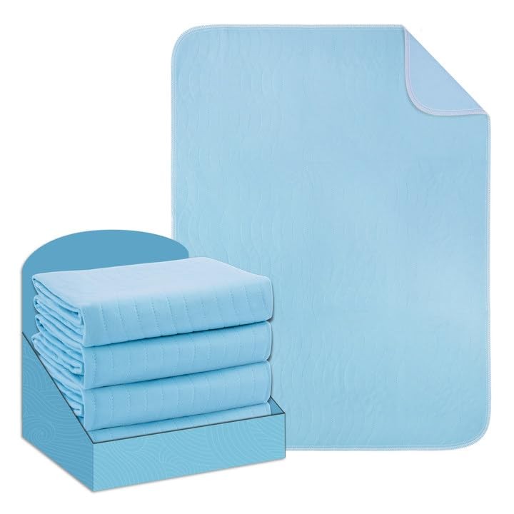 4 PCS Washable Underpads 18×24 Inch Incontinence Bed Pads Heavy Absorbency
