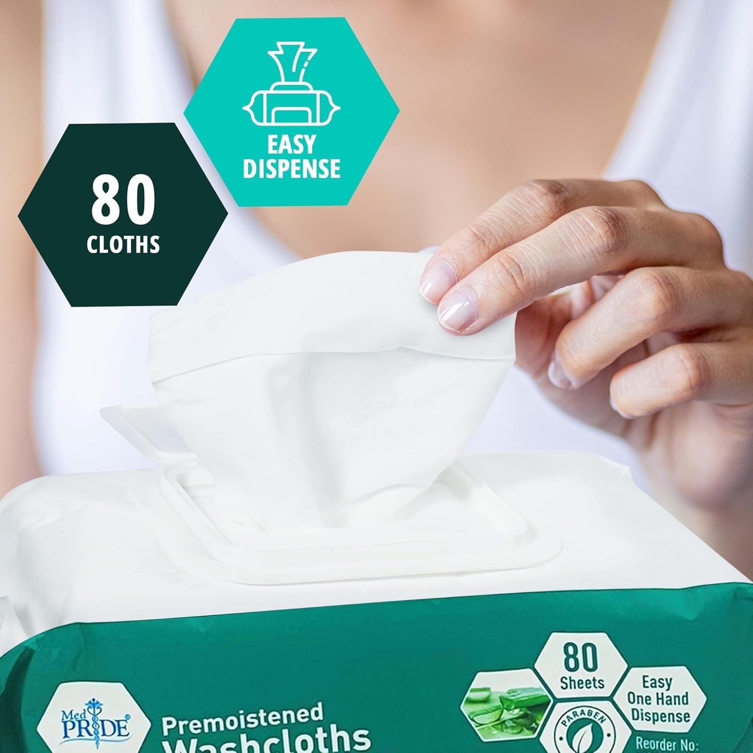 Gentle and Disposable Aloe Vera Adult Washcloths – 80 Wipes for Easy Care