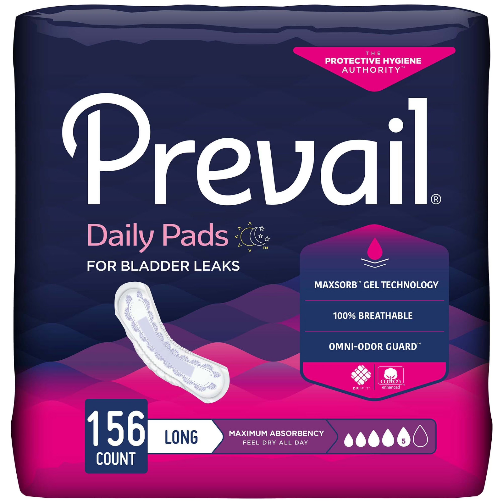 Prevail Daily Incontinent Pad 13″ L Long Length PV-915/1, Maximum, 156 Ct