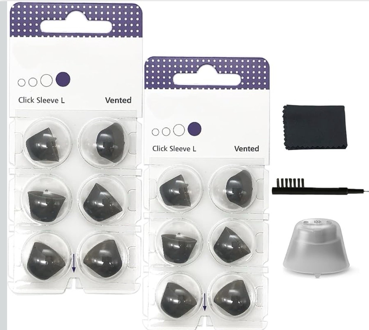 Vented Click Sleeve Hearing Aid Domes