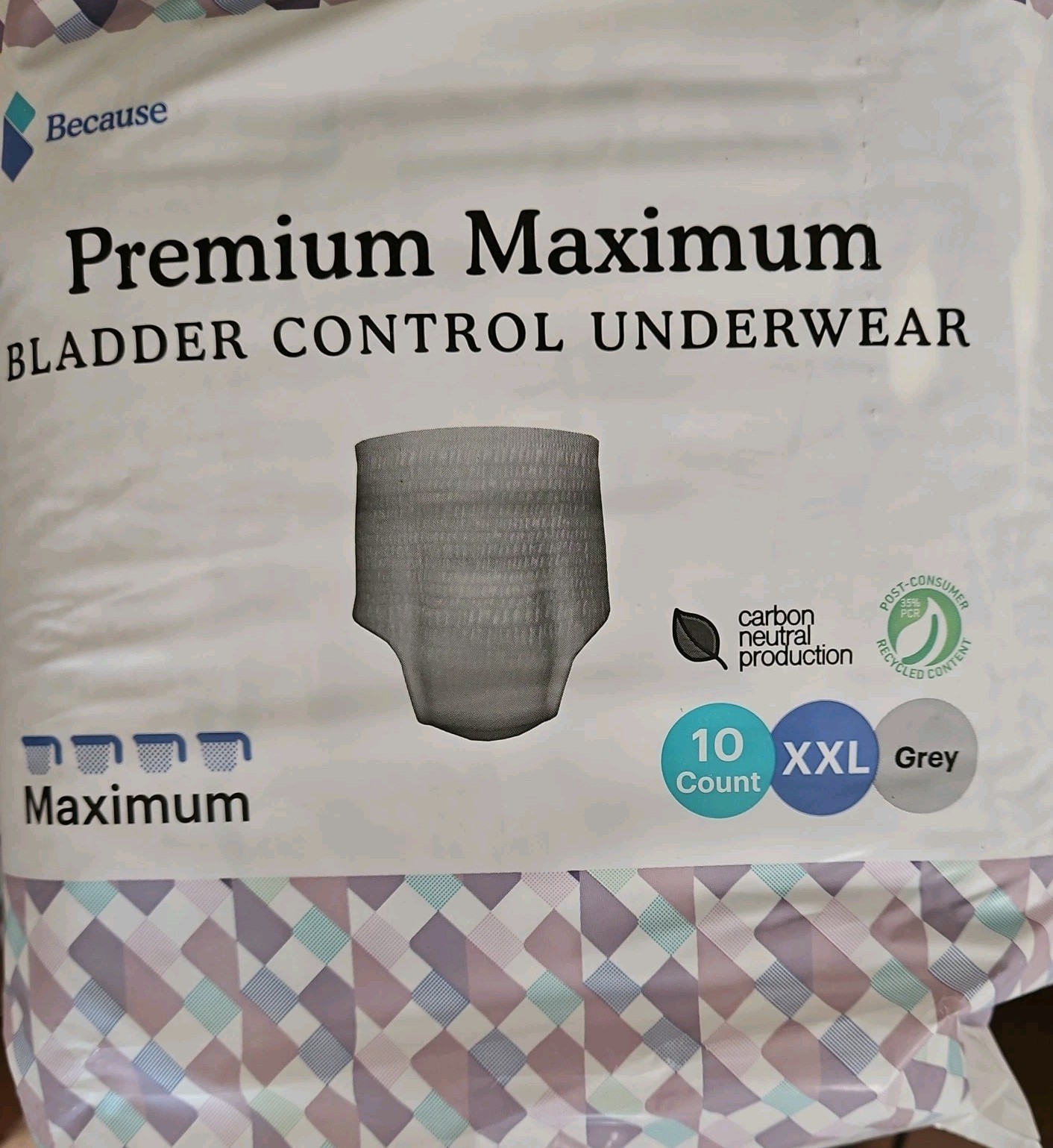 Because 3pks Premium Max Incontinence unisex Absorbent Bladder Protection