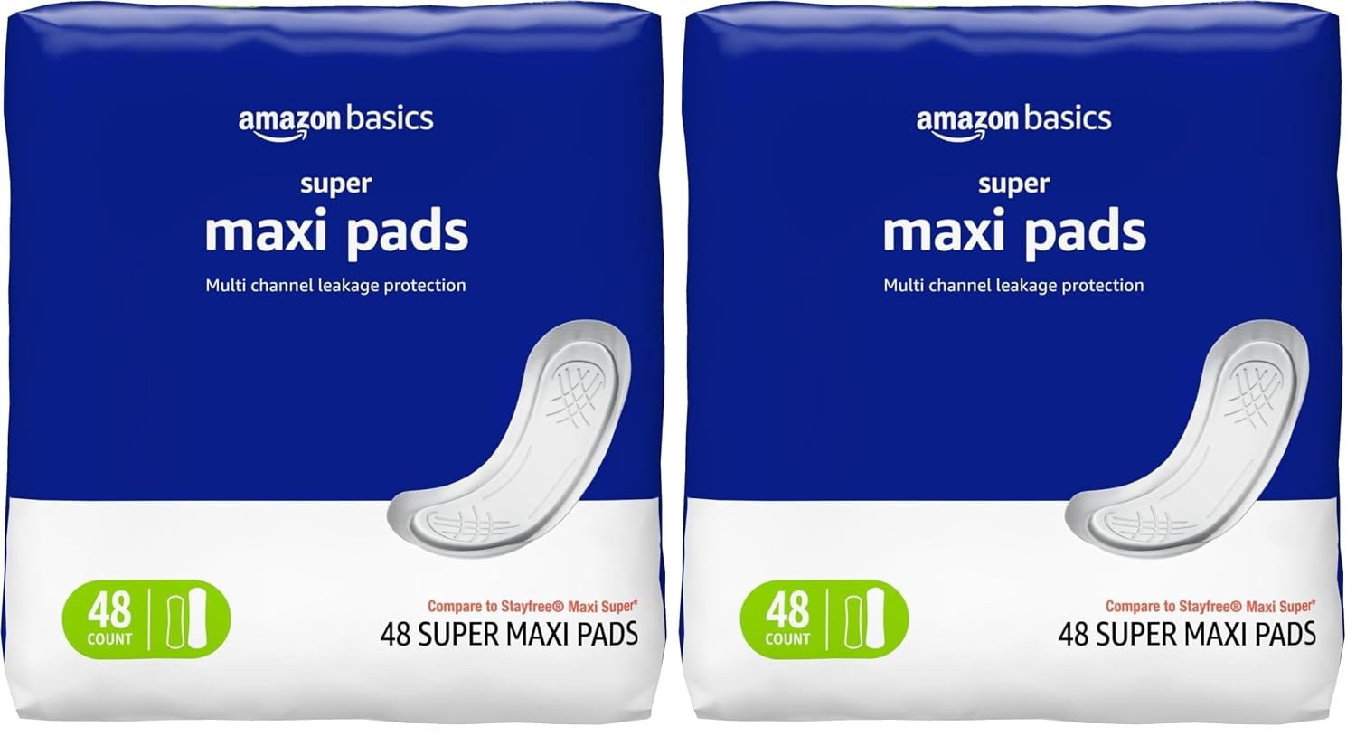 Thick Super Absorbent Unscented Menstrual Pads 48 Count Heavy Flow Period
