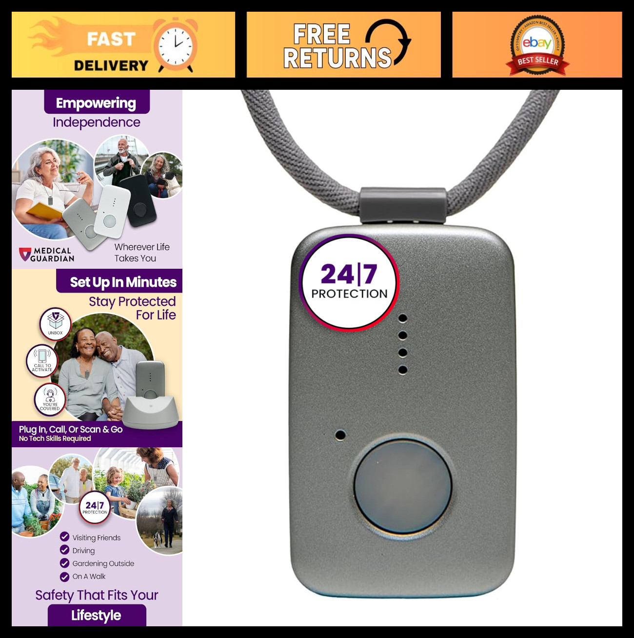 Medical Alert Device for Seniors | GPS Tracking, Emergency Button | 24/7 Monitor