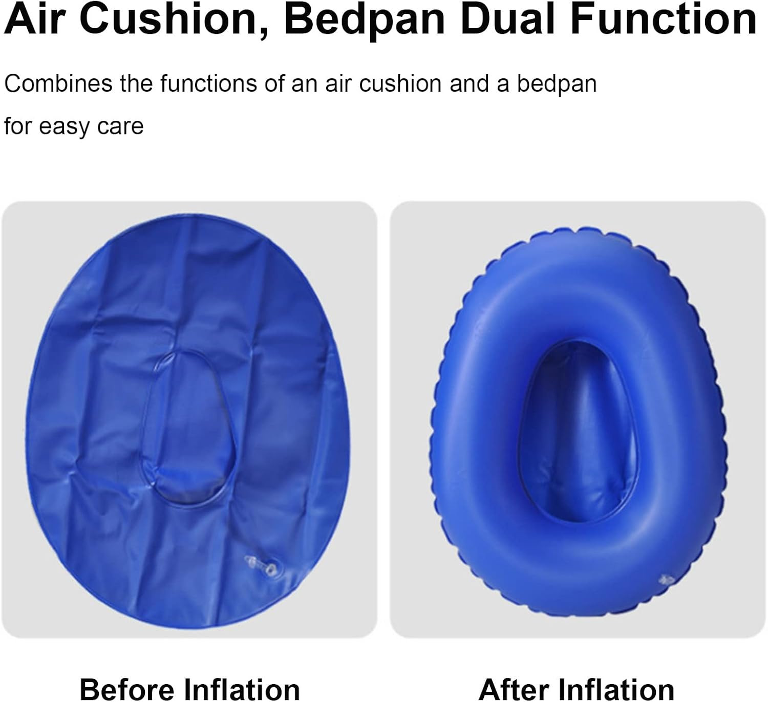 Washable Portable Air Inflation Bedpan, Blue Bed Pan Inflatable Stool Bedsore To