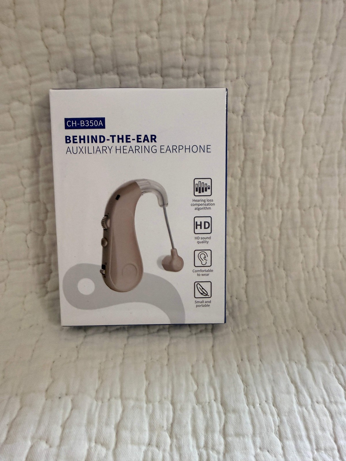 CH-B350A BTE Single Ear Auxiliary Hearing Earphone Amplifier Tan Compact HD Soun