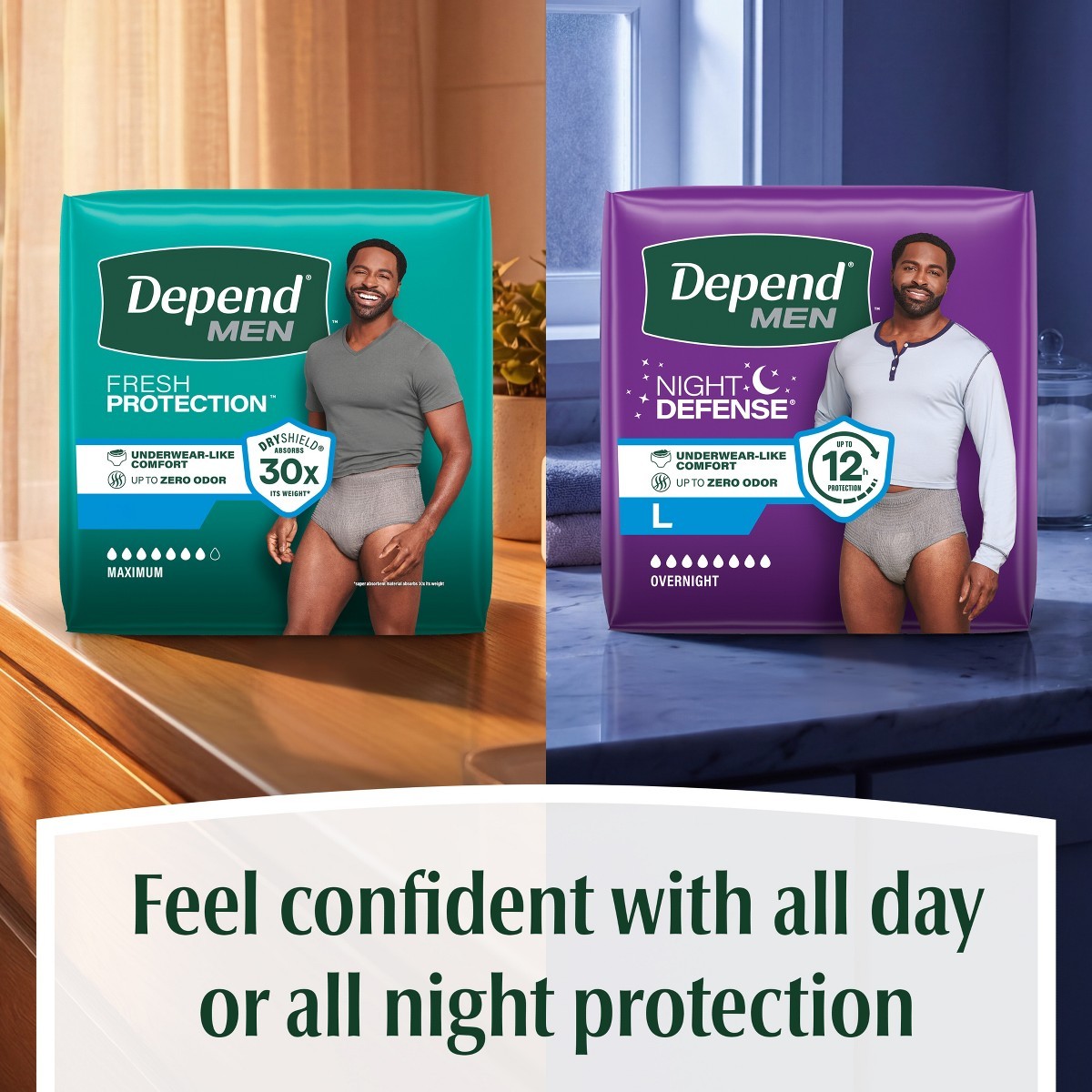 Depend Fresh Protection Adult Disposable Underwear for Men- L – Gray – 17ct